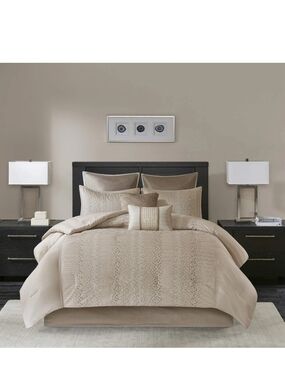 Neutral Beige Textured Comforter Set - Home Bedding